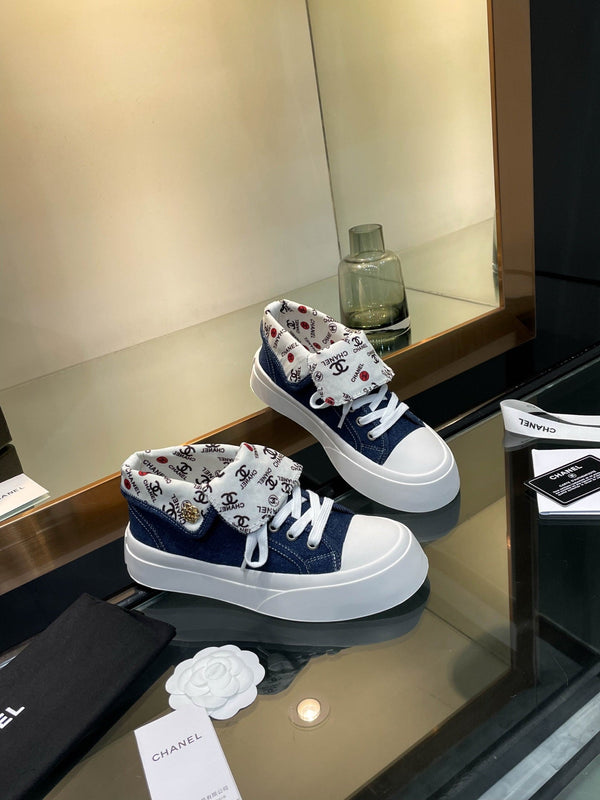 CC 25SS Biscuit Shoes 50mm Dark Blue Canvas 413827