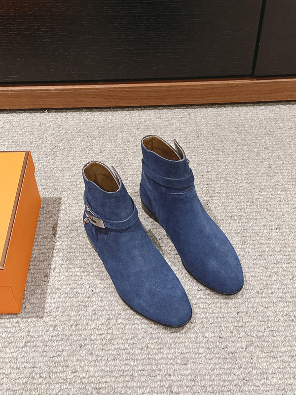 neo ankle boot dark blue suede calfskin