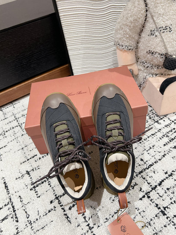 LP Katharina Sneaker In Black Mix Earth Brown Denim Fabric 997603