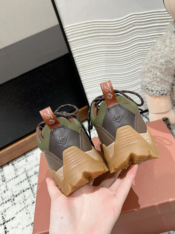 LP Katharina Sneaker In Light Moss Green Mix Earth Brown Calfskin 997605