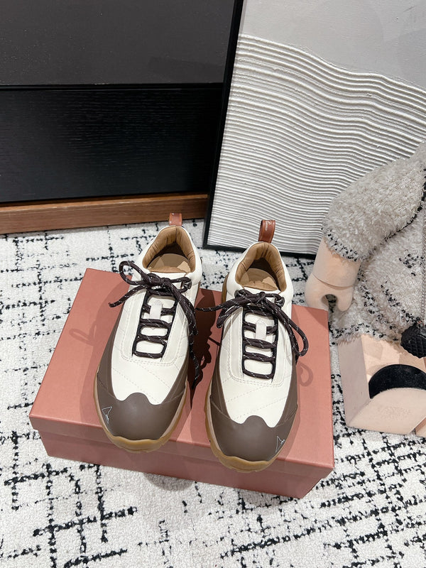 LP Katharina Sneaker In White Mix Earth Brown Denim Fabric 997607