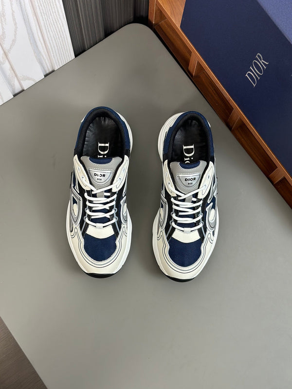 BASKET CD B22 EN TISSU FILET BLEU MARINE ET BLANC