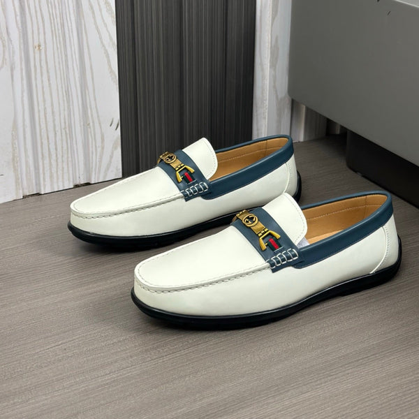 GG Men's Loafer White Cowhide 573507