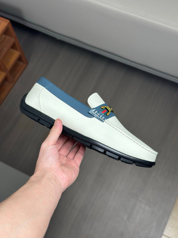 GG Men's Loafer White Cowhide 573507