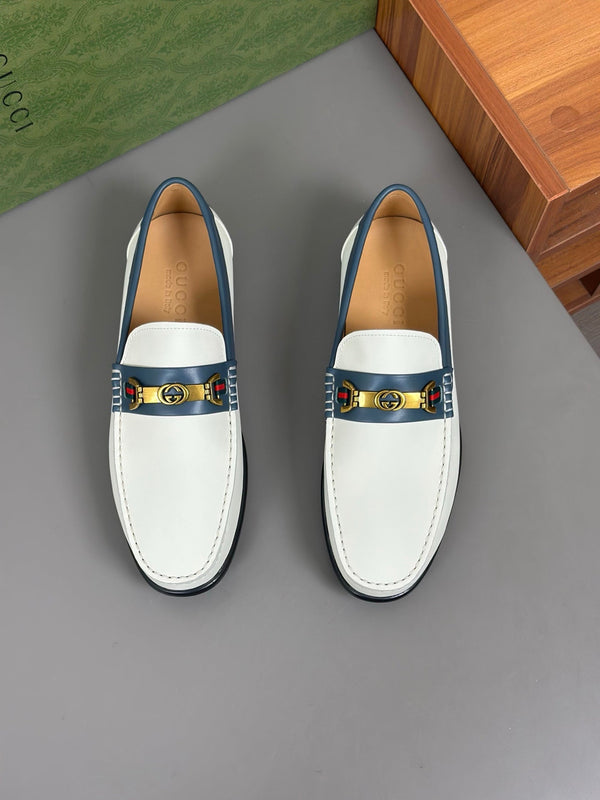 GG Men's Loafer White Cowhide 573507