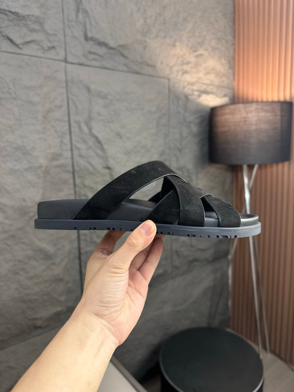 Sandali da uomo HM Kazimir in pelle scamosciata nera 663020