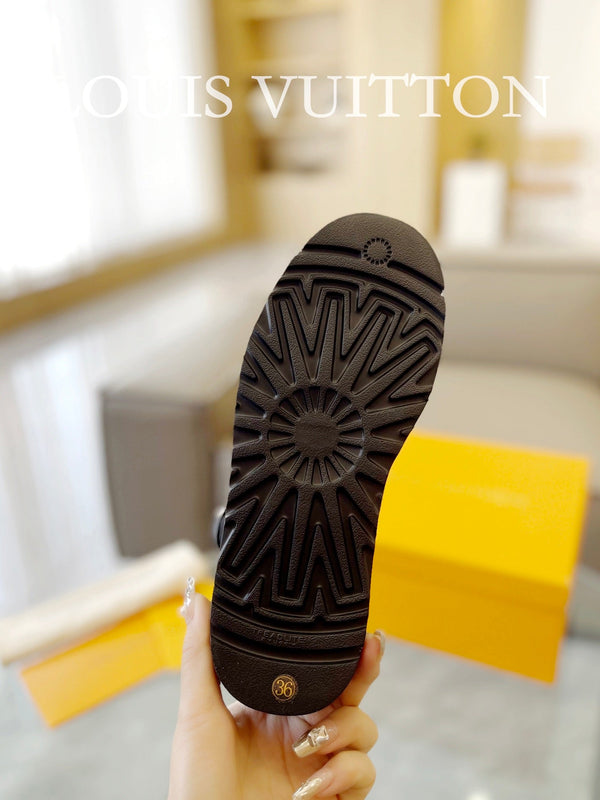 LV Aspen Platform Ankle Boot Black Suede