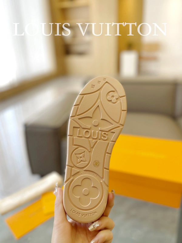 LV Aspen Platform Clog Beige Monogram Suede