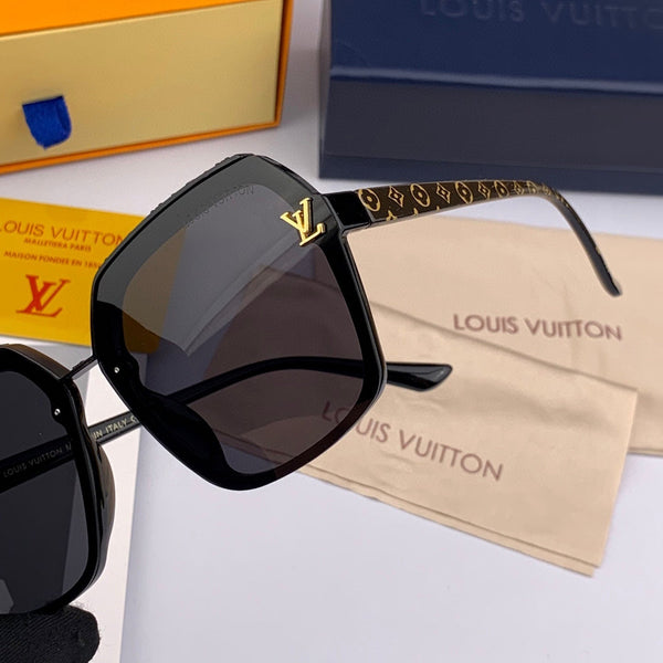 OCCHIALI DA SOLE QUADRATI L30157 IN ACETATO NERO CON LOGO MONOGRAMMA