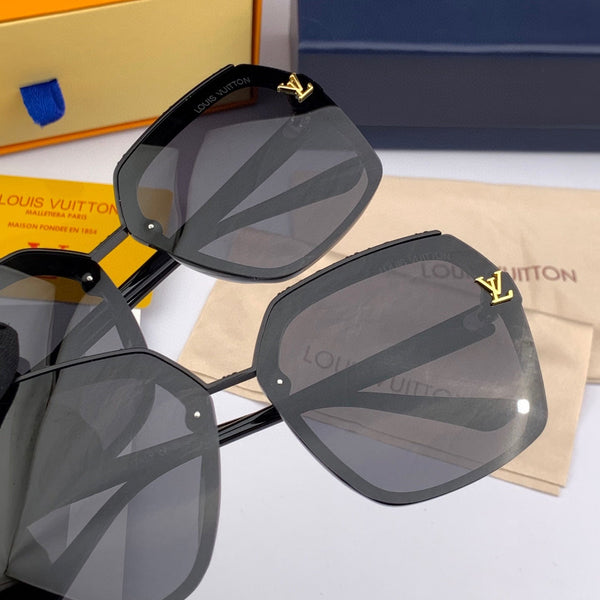 OCCHIALI DA SOLE QUADRATI L30157 IN ACETATO NERO CON LOGO MONOGRAMMA