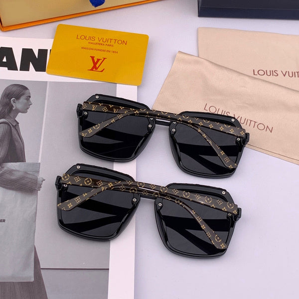 OCCHIALI DA SOLE QUADRATI L30157 IN ACETATO NERO CON LOGO MONOGRAMMA