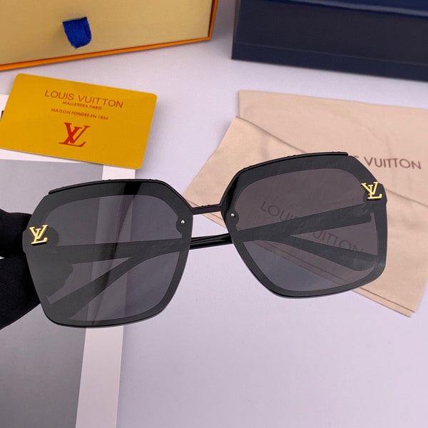 OCCHIALI DA SOLE QUADRATI L30157 IN ACETATO NERO CON LOGO MONOGRAMMA