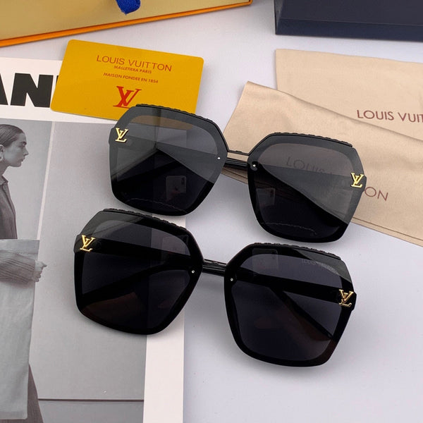 OCCHIALI DA SOLE QUADRATI L30157 IN ACETATO NERO CON LOGO MONOGRAMMA