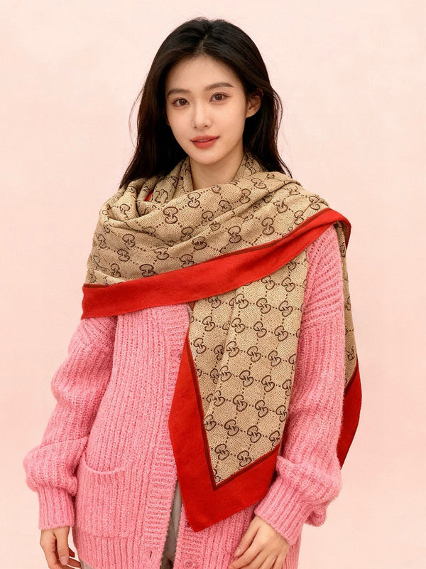 GG Classic 135CM Beige Red Cashmere 287699