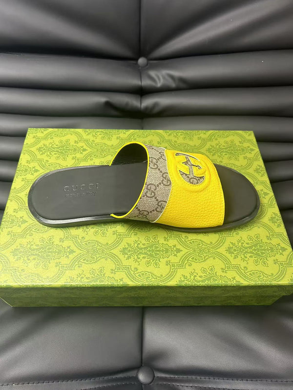 GG Men's 25 Slide Giallo Marrone Pelle di vitello 540252