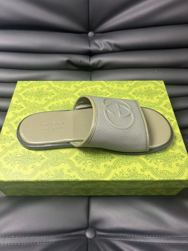 GG Men's 25 Monogram Slide Grey Calfskin 540248