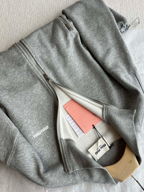 Miu Miu 25 Jacket Grey Wool Mix Cotton