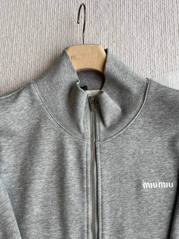 Miu Miu 25 Jacket Grey Wool Mix Cotton