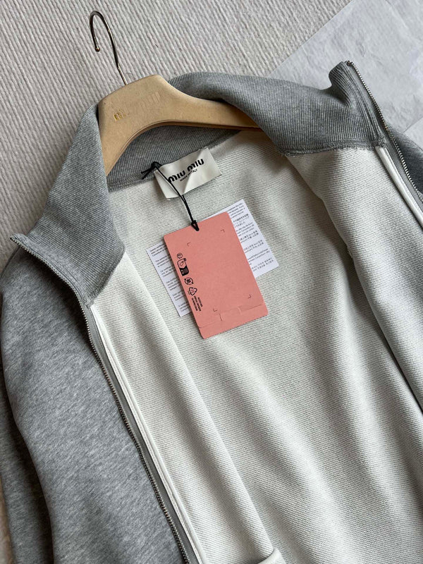 Miu Miu 25 Jacket Grey Wool Mix Cotton