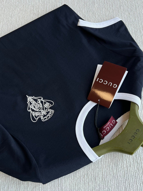 Gucci 25 Threaded Round Neck Short Sleeves T-shirt Blue Cotton