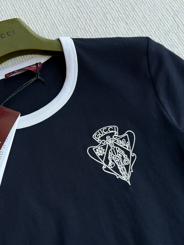 Gucci 25 Threaded Round Neck Short Sleeves T-shirt Blue Cotton