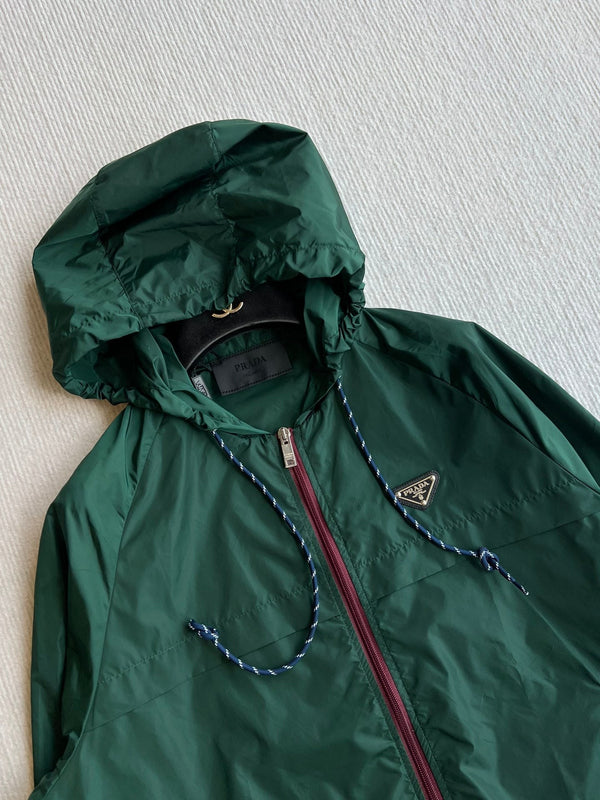 Prada 25 Hooded Jacket Turquoise Polyester