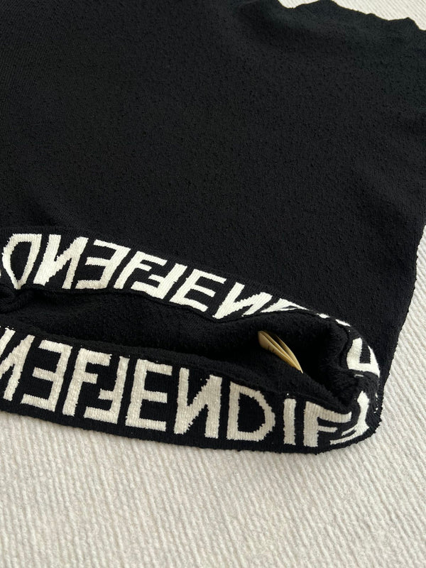 Fendi 25 Asymmetric Hem Cape-sleeved Crewneck Jumper Black Viscose