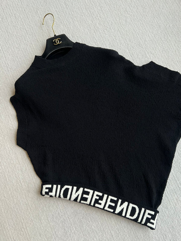 Fendi 25 Asymmetric Hem Cape-sleeved Crewneck Jumper Black Viscose