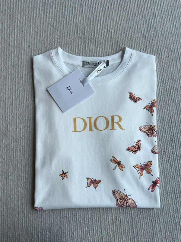 CD 25 Butterfly Short-sleeved T-shirt White