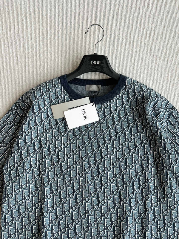 CD 25 Monogram Blue Gray Cotton