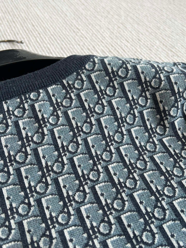 CD 25 Monogram Blue Gray Cotton