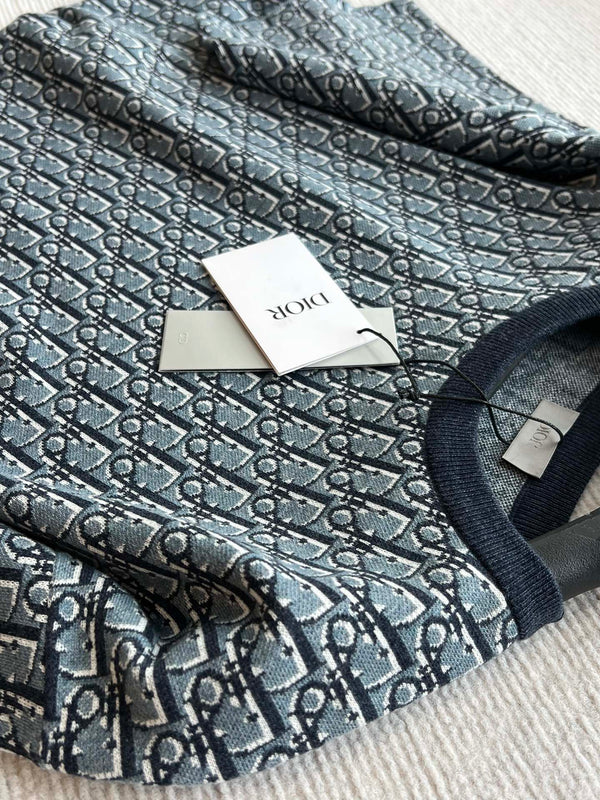 CD 25 Monogram Blue Gray Cotton