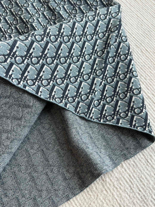 CD 25 Monogram Blue Gray Cotton