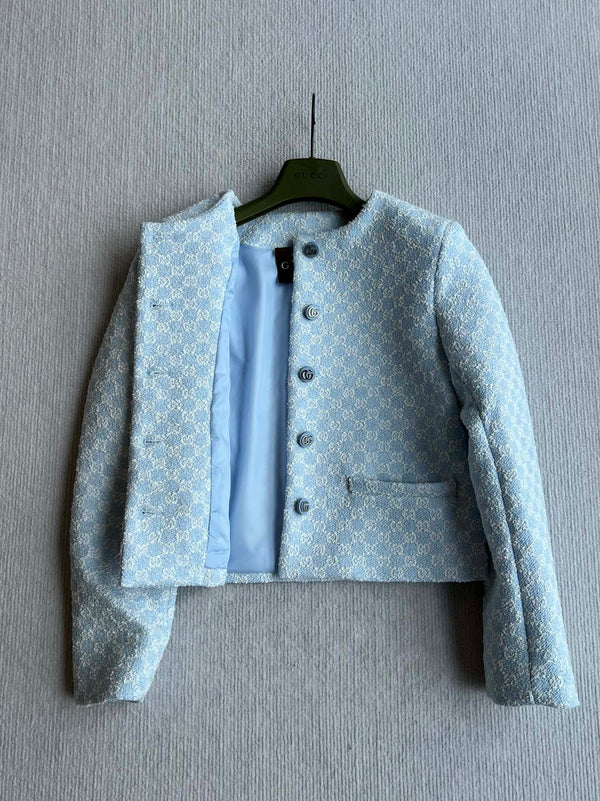 Gucci 2025 Jacket Blue Tweed Fabric 275732