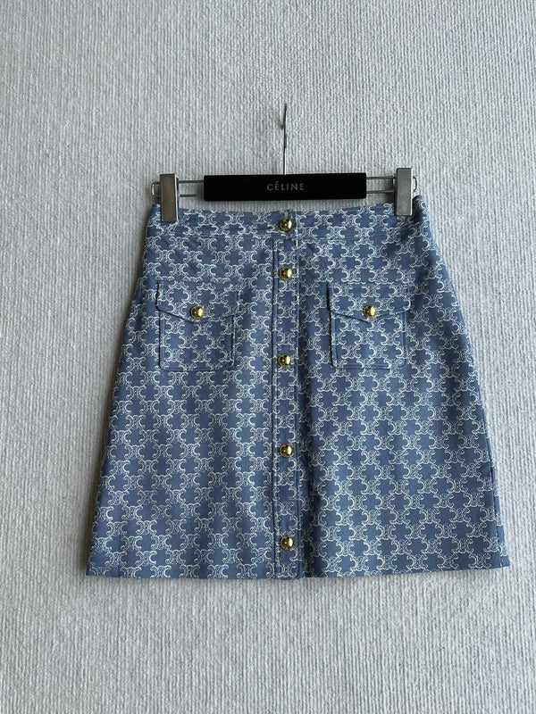 Celine 25 Skirt Blue Triacetate Polyester 275778