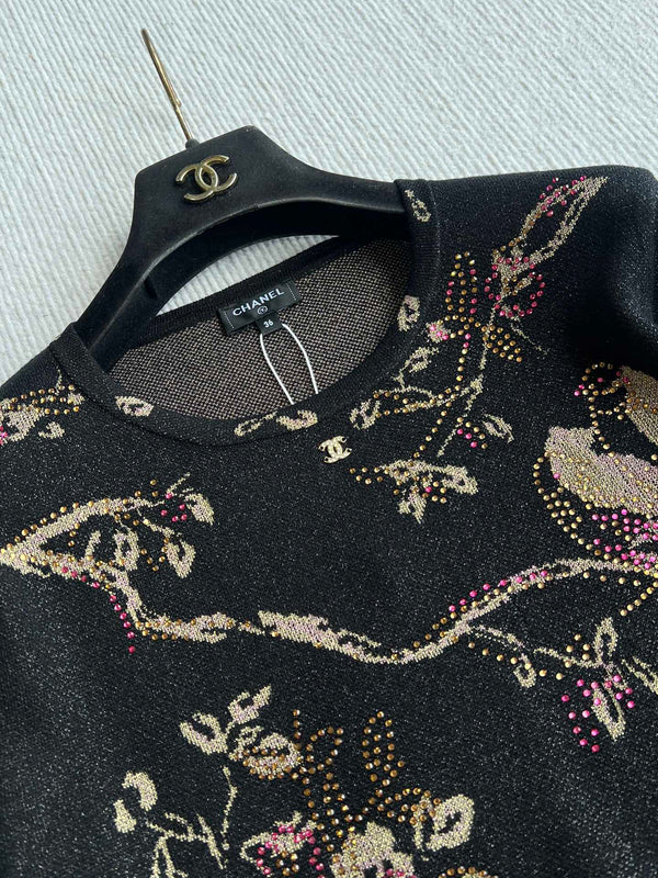 CC 25 Chemise à manches longues noire en cupro et fibre métallisée