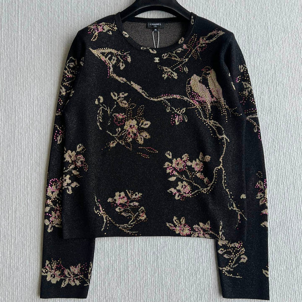 CC 25 Chemise à manches longues noire en cupro et fibre métallisée