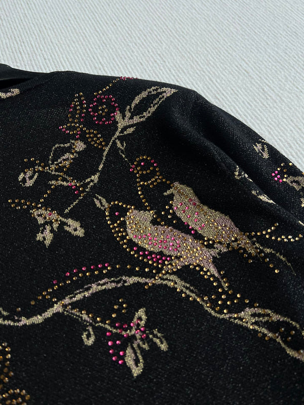 CC 25 Chemise à manches longues noire en cupro et fibre métallisée