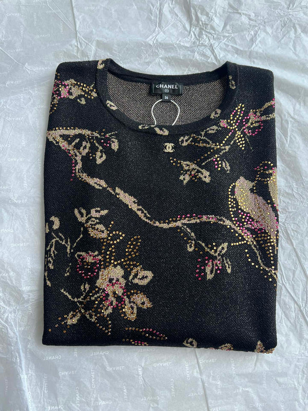 CC 25 Chemise à manches longues noire en cupro et fibre métallisée