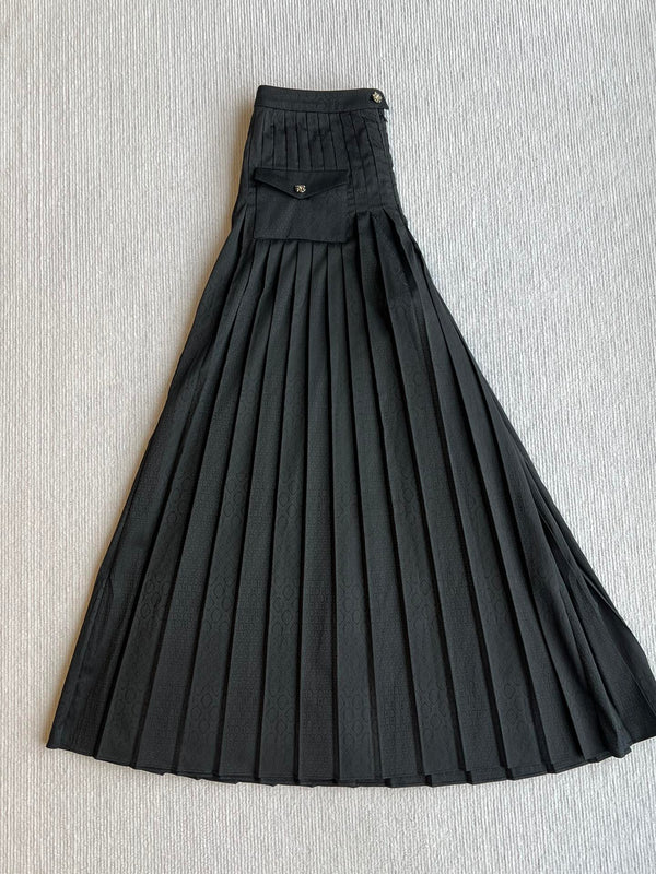 Pantalon plissé CC 25 en soie noire