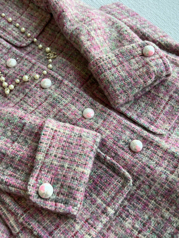 Chanel Manteau Long 25 Laine Mohair Rose 318385