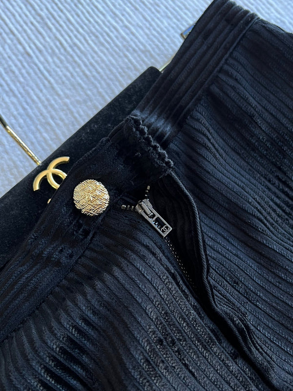 CC Corduroy Trousers Black Viscose Polyester 318577