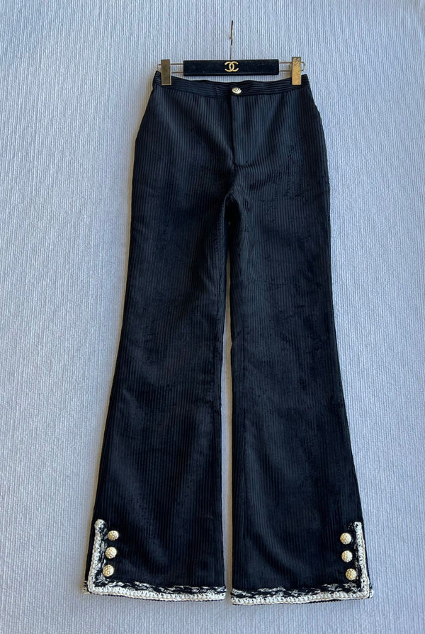 CC Corduroy Trousers Black Viscose Polyester 318577