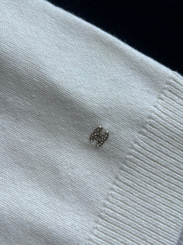 Chanel Pull Imprimé Cerf Blanc mélange Laine Noire 318394