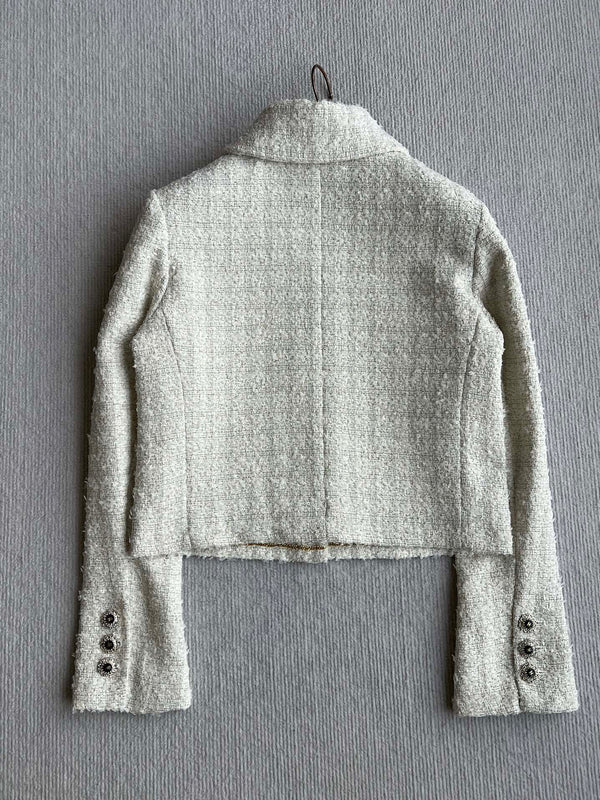 Veste en tissu tweed tissé blanc Chanel 2025 318544