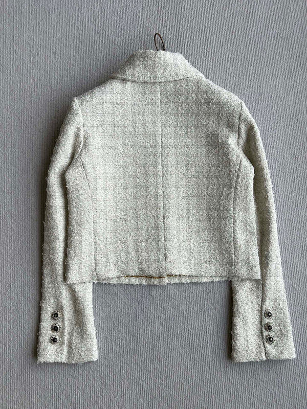 Veste en tissu tweed tissé blanc Chanel 2025 318544