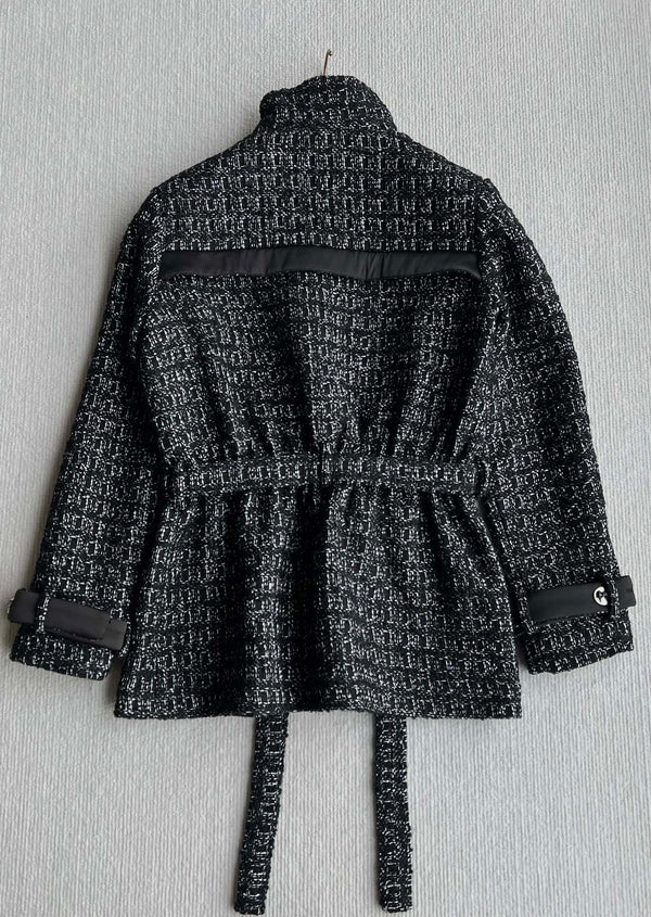 CC Belted Jacket Black White Cashmere Tweed 318587