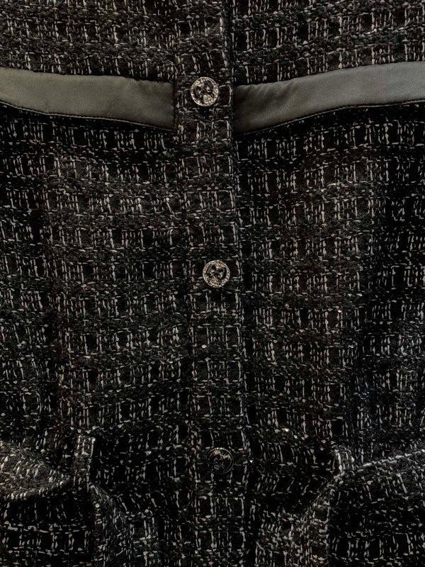 CC Belted Jacket Black White Cashmere Tweed 318587