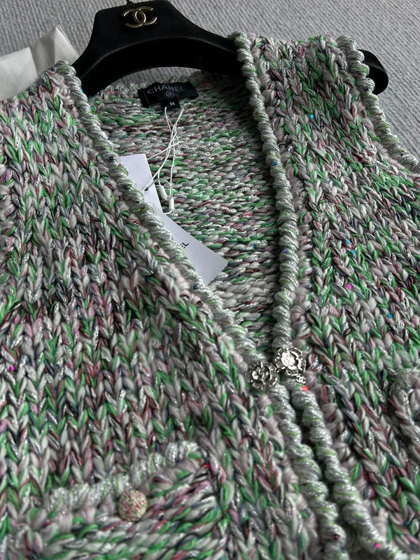 Chanel 2025 Gilet Vert Laine Coton 318430