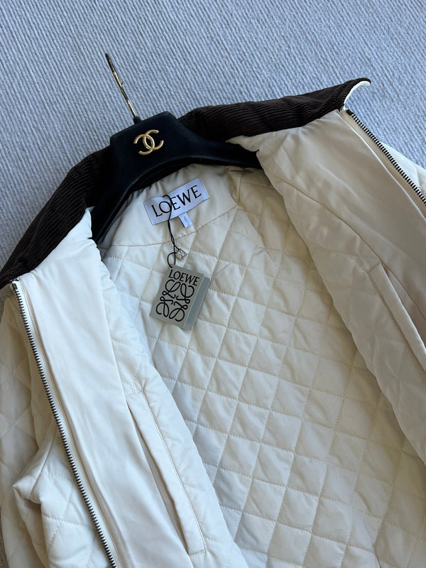 Loewe 2025 Veste Blanc Marron Coton Polyester 325273